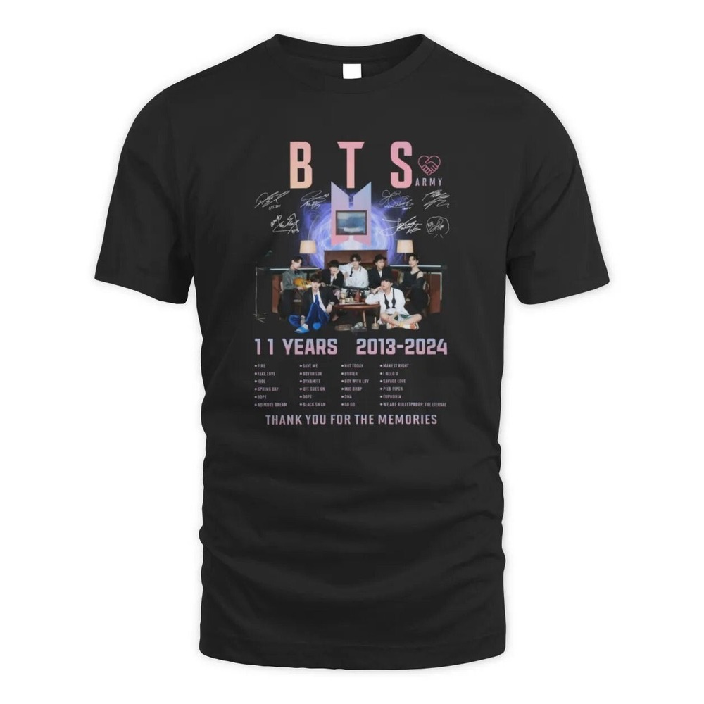 Gildan 100% Heavy Cotton BTS 11 Years 2013-2024 Memories T-shirt - Black - Small